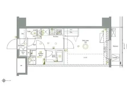 AZEST川崎大師II(1K/6階)の間取り写真