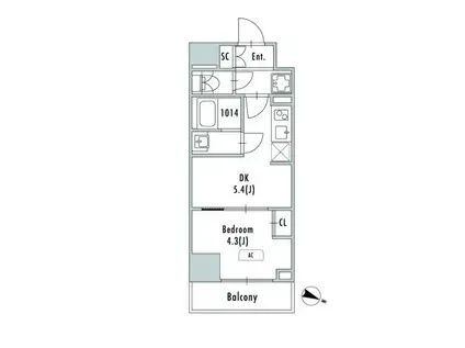 GRANPASEO東十条(1DK/3階)の間取り写真