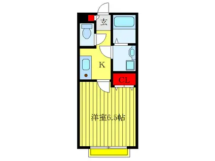 コートヤード(1K/2階)の間取り写真