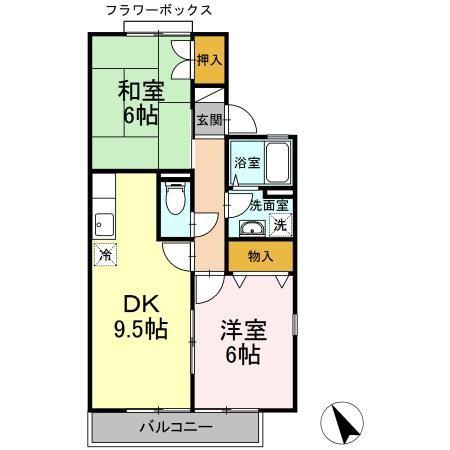パークアベニュー(2DK/1階)の間取り写真