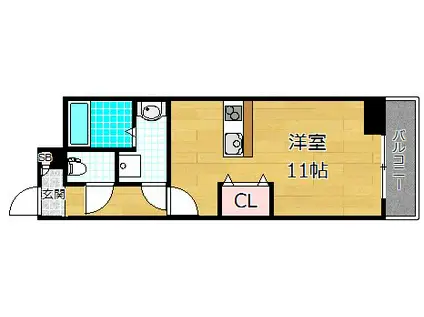 ミハマレジデンス枚方(ワンルーム/4階)の間取り写真