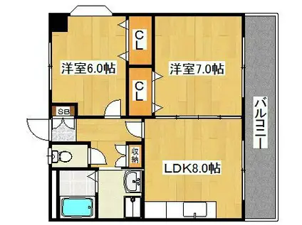 アーバン川嶋(2LDK/4階)の間取り写真
