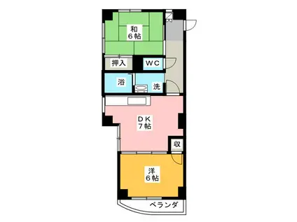 グレイスコート幸II(2DK/4階)の間取り写真