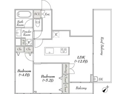 ユーレジデンス東雪谷 100(2LDK/4階)の間取り写真