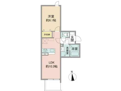 ウィステリア ヴィレッジ(1LDK/2階)の間取り写真