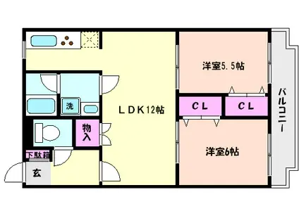 マノワール御影(2LDK/2階)の間取り写真