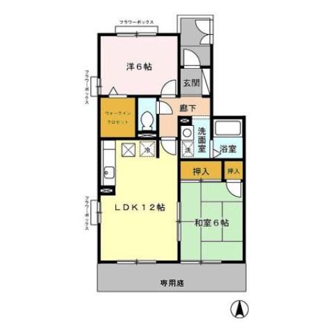 エスポワールダイワB(2LDK/1階)の間取り写真