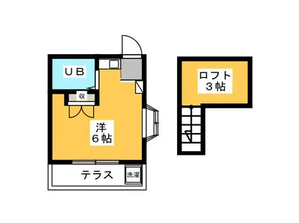 リレントレオII(ワンルーム/1階)の間取り写真