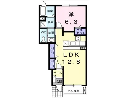 トムトックII(1LDK/1階)の間取り写真