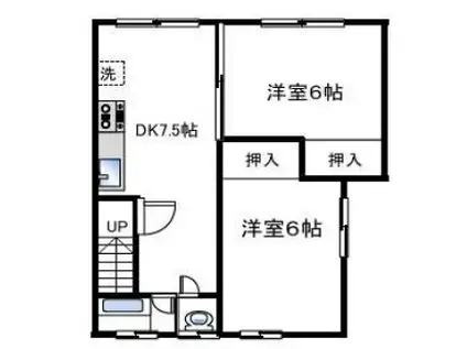 レシア星が丘(2DK/1階)の間取り写真