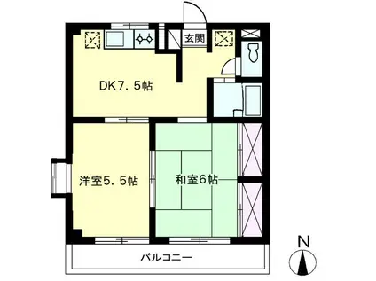 エステートピアカモシタ(2DK/1階)の間取り写真
