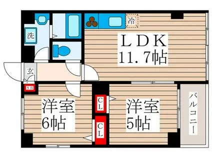 ベルドゥムール(2LDK/3階)の間取り写真