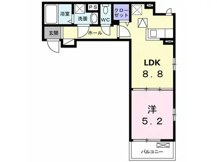 コンフォール(1LDK/1階)の間取り写真