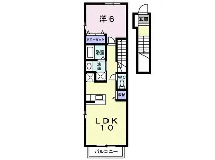 リバ-サイド(1LDK/2階)の間取り写真