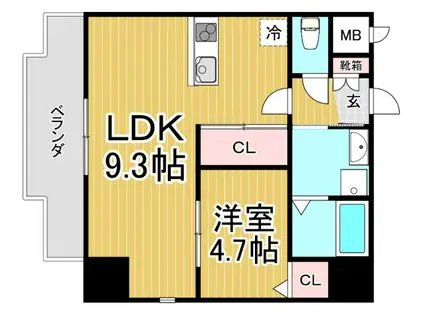ONLYONEキセラタウン(1LDK/10階)の間取り写真