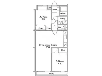 ガーデンハウス千歳船橋(2LDK/2階)の間取り写真