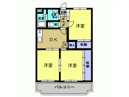キャッスルパークうえやま(3DK/2階)の間取り写真