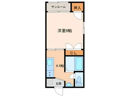 リーブル伏見台(1K/3階)の間取り写真