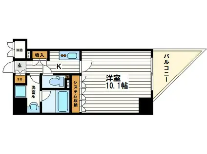 ビエラコート内久宝寺(1K/6階)の間取り写真