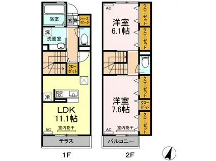 ソレイユ ハイム(2LDK/1階)の間取り写真