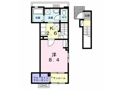 レジデンスまひる(1K/2階)の間取り写真