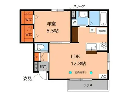 ルミナーレ(1LDK/1階)の間取り写真