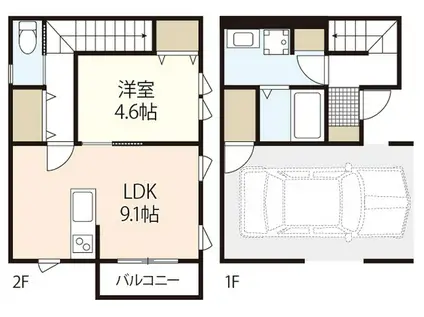 CANAL COURT G(1LDK/1階)の間取り写真