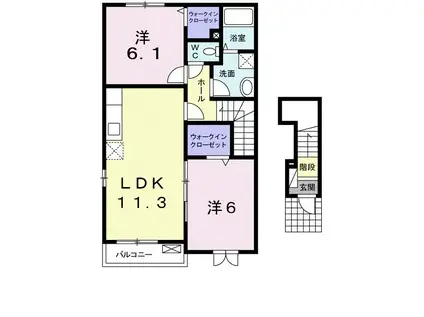 アルカンシエル(2LDK/2階)の間取り写真