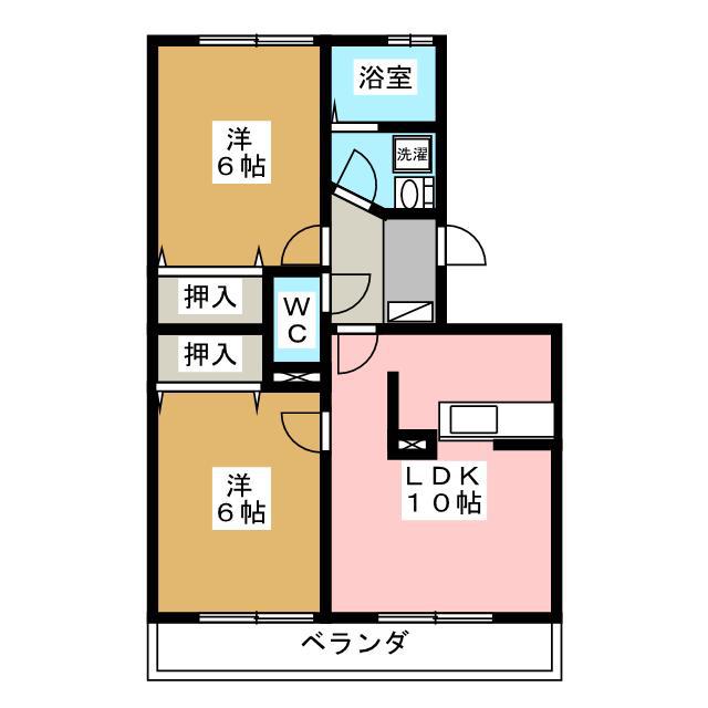 スクエアガーデンKAMAKURA B棟(2LDK/1階)の間取り写真