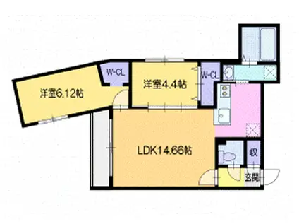 ラ・シュエットII(2LDK/3階)の間取り写真