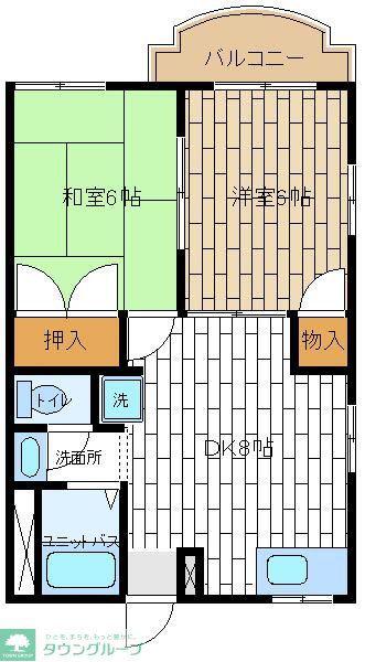 市ヶ尾森ビル六番館(2DK/2階)の間取り写真