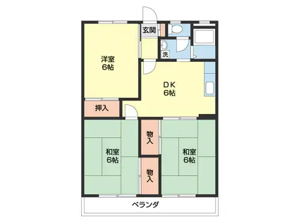 レジデンス粟(3DK/3階)の間取り写真