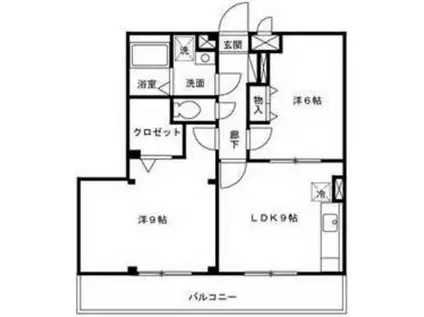 ジュネス・ド・フルール(2DK/2階)の間取り写真