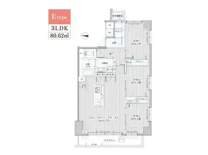 関寅ビル第10(3LDK/6階)の間取り写真