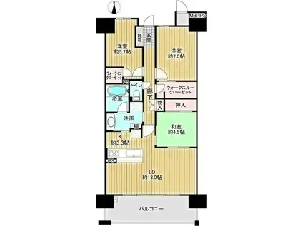 ミリカ・ヒルズ 一街区(3LDK/8階)の間取り写真