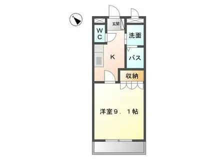アソシアード18(1K/2階)の間取り写真