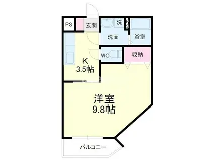 ティアラ植松(1K/1階)の間取り写真