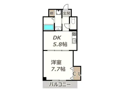 ジュネスガーデン(1DK/5階)の間取り写真