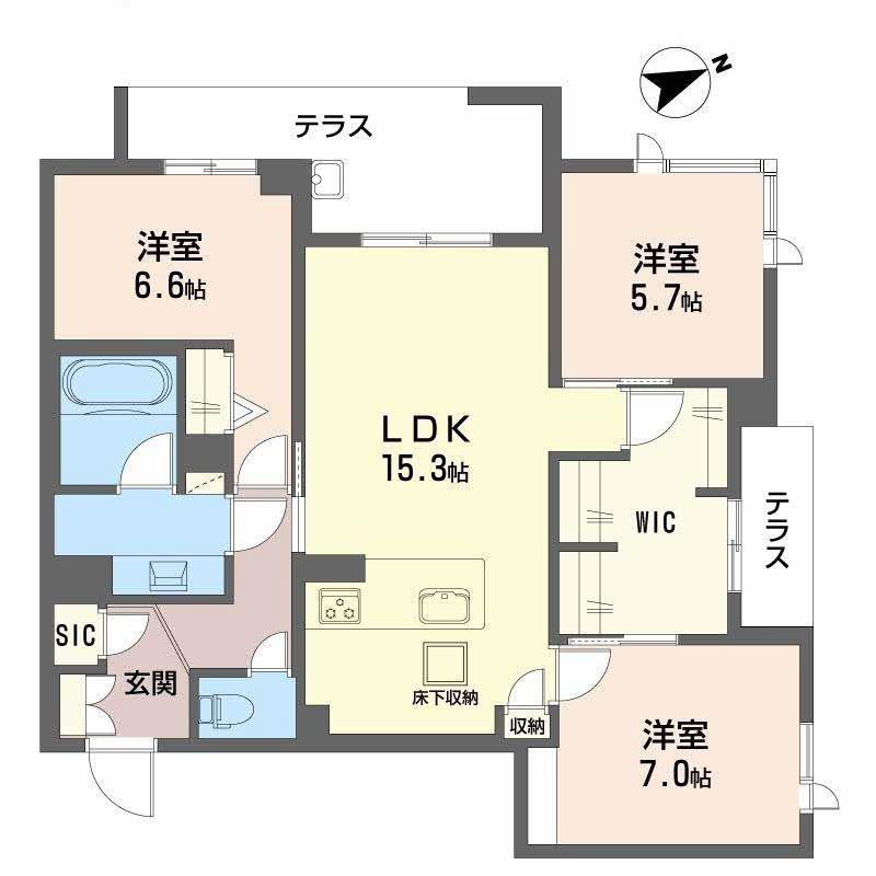 アルテーヌ浜寺元町(3LDK/1階)の間取り写真