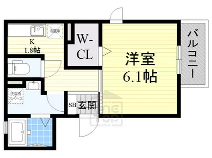 ダイワメゾン三国本町(1K/2階)の間取り写真