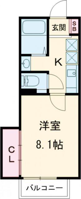 WISH五橋(1K/1階)の間取り写真