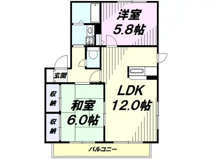 シェモワC(2LDK/1階)の間取り写真