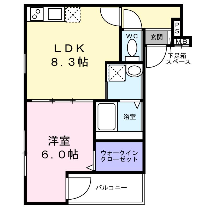 フジパレス北野田6番館(1LDK/1階)の間取り写真