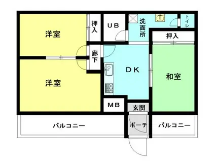 グランディアミアモーレ鈴蘭台(3DK/1階)の間取り写真