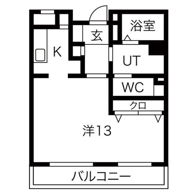 向陽町レジデンス(1K/4階)の間取り写真
