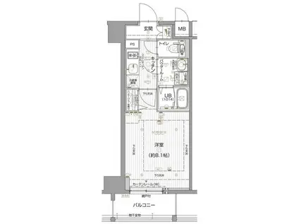 エスリード名古屋東別院(1K/6階)の間取り写真