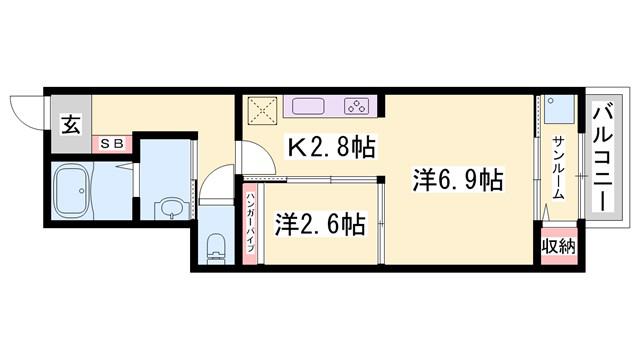 バーミィ ガーデンI(1SK/1階)の間取り写真