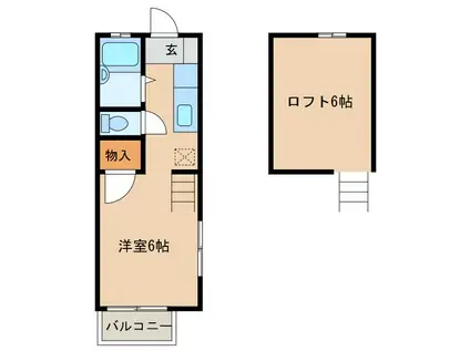 ビック・イン(1K/2階)の間取り写真