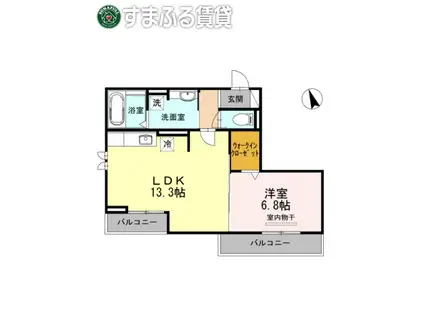 ドルチェヴィータ(1LDK/2階)の間取り写真