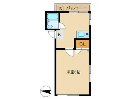 ヴェルディ(1DK/2階)の間取り写真